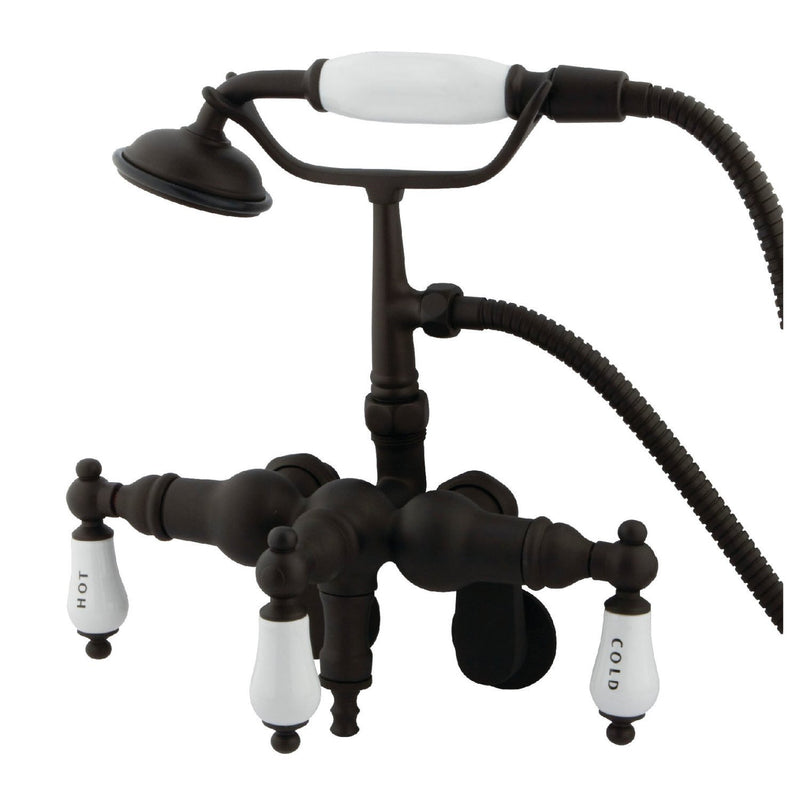 Vintage Three-Handle 2-Hole Tub Wall Mount Clawfoot Tub Faucet with Hand Shower
