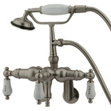 Vintage Three-Handle 2-Hole Tub Wall Mount Clawfoot Tub Faucet with Hand Shower