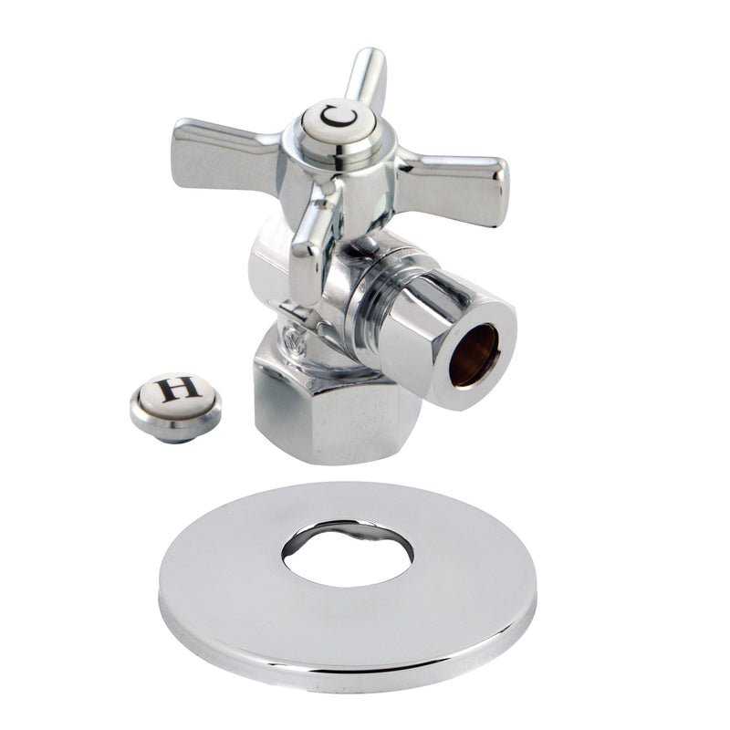 Millennium 1/2-Inch FIP x 3/8-Inch O.D. Comp Quarter-Turn Angle Shut-Off Valve with Flange