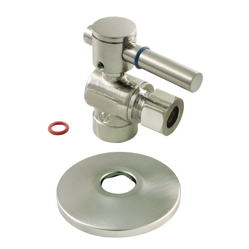Concord 1/2-Inch Sweat x 3/8-Inch O.D. Comp Quarter-Turn Angle Shut-Off Valve with Flange
