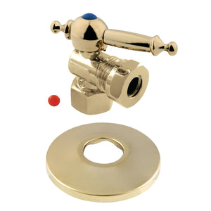 1/2-Inch FIP X 1/2-Inch or 7/16-Inch O.D. Slip Joint Quarter-Turn Angle Stop Valve with Flange