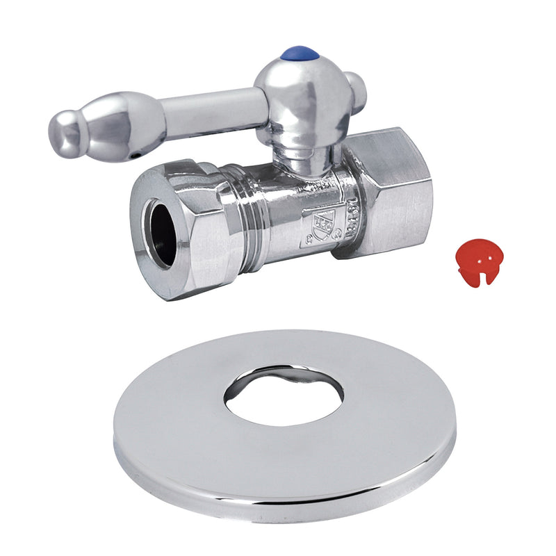 1/2-Inch FIP x 1/2-Inch or 7/16-Inch Slip Joint Quarter-Turn Straight Shut-Off Valve with Flange