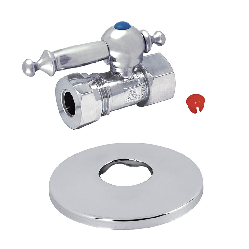 1/2-Inch FIP x 1/2-Inch or 7/16-Inch Slip Joint Quarter-Turn Straight Shut-Off Valve with Flange