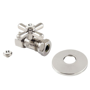 Vintage 1/2-Inch FIP x 1/2-Inch or 7/16-Inch Slip Joint Quarter-Turn Straight Stop Valve with Flange