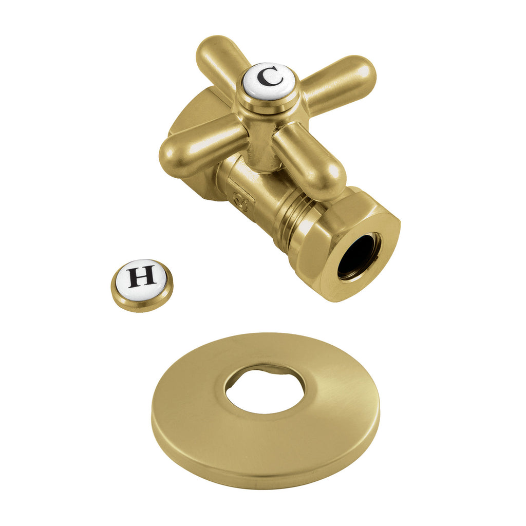 Vintage 1/2-Inch FIP x 1/2-Inch or 7/16-Inch Slip Joint Quarter-Turn Straight Stop Valve with Flange