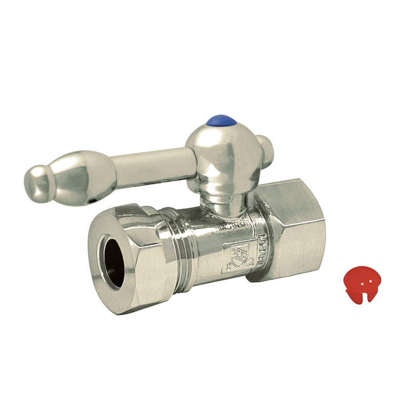 Vintage 1/2-Inch FIP x 1/2-Inch or 7/16-Inch Slip Joint Quarter-Turn Straight Shut-Off Valve