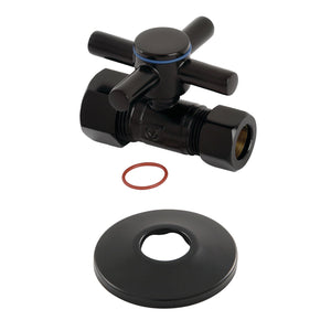 Concord 5/8-Inch OD Comp x 1/2-Inch OD Comp Quarter-Turn Straight Stop Valve with Flange