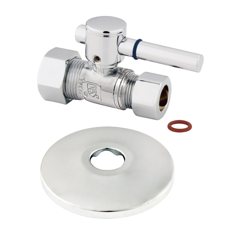5/8-Inch O.D. Comp x 1/2-Inch O.D. Comp Quarter-Turn Straight Shut-Off Valve with Flange