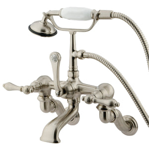 Vintage Three-Handle 2-Hole Tub Wall Mount Clawfoot Tub Faucet with Hand Shower