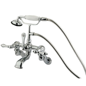 Vintage Three-Handle 2-Hole Tub Wall Mount Clawfoot Tub Faucet with Hand Shower