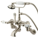 Vintage Three-Handle 2-Hole Tub Wall Mount Clawfoot Tub Faucet with Hand Shower