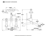 Vintage Three-Handle 2-Hole Tub Wall Mount Clawfoot Tub Faucet with Hand Shower