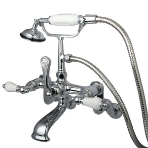 Vintage Three-Handle 2-Hole Tub Wall Mount Clawfoot Tub Faucet with Hand Shower
