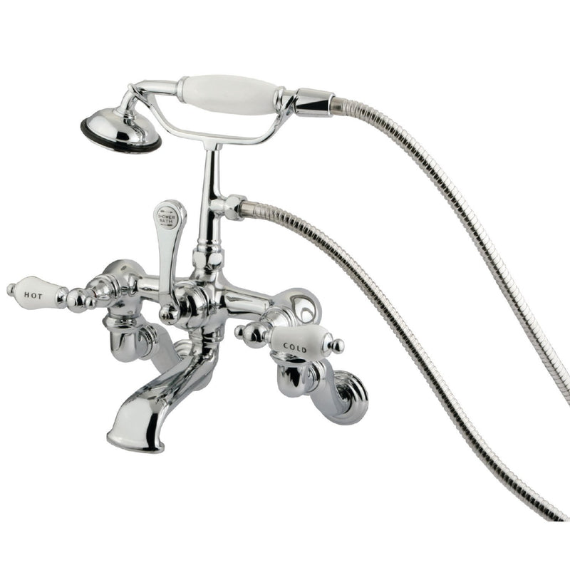 Vintage Three-Handle 2-Hole Tub Wall Mount Clawfoot Tub Faucet with Hand Shower