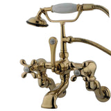 Vintage Three-Handle 2-Hole Tub Wall Mount Clawfoot Tub Faucet with Hand Shower