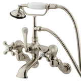 Vintage Three-Handle 2-Hole Tub Wall Mount Clawfoot Tub Faucet with Hand Shower