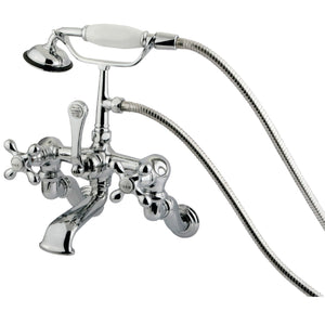 Vintage Three-Handle 2-Hole Tub Wall Mount Clawfoot Tub Faucet with Hand Shower