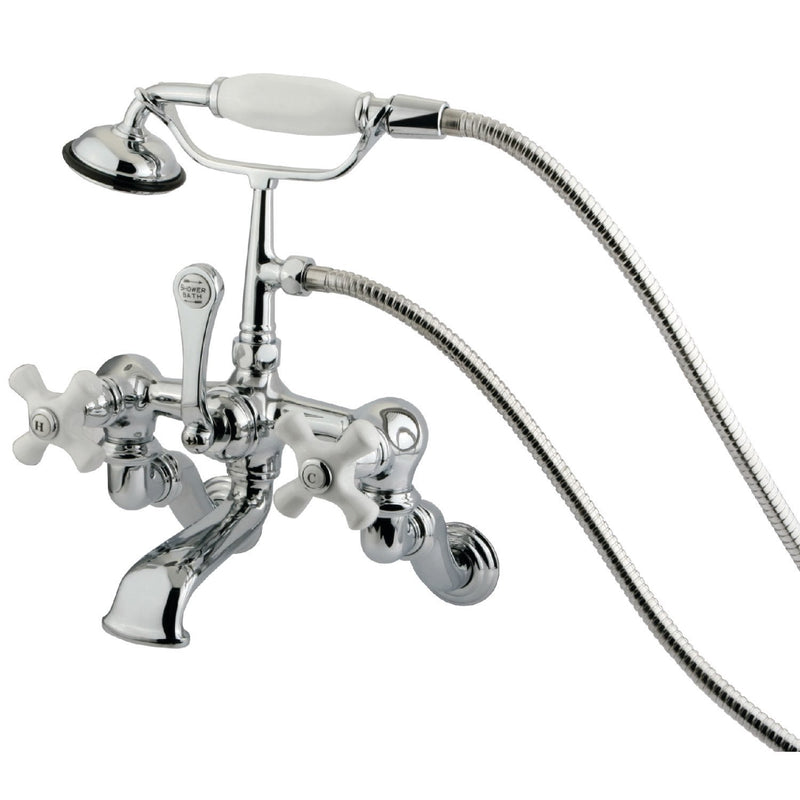 Vintage Three-Handle 2-Hole Tub Wall Mount Clawfoot Tub Faucet with Hand Shower