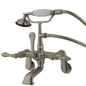 Vintage Three-Handle 2-Hole Tub Wall Mount Clawfoot Tub Faucet with Hand Shower