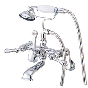 Vintage Three-Handle 2-Hole Tub Wall Mount Clawfoot Tub Faucet with Hand Shower