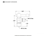 Vintage 5/8-Inch x 3/8-Inch OD Compression Quarter-Turn Angle Stop Valve