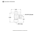 Vintage 5/8-Inch O.D. Comp x 1/2-Inch or 7/16-Inch Slip Joint Quarter-Turn Angle Shut-Off Valve