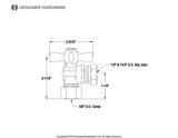 Millennium 5/8-Inch OD x 1/2-Inch or 7/16-Inch Slip Joint Quarter-Turn Angle Stop Valve