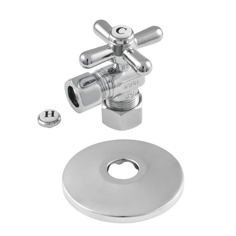 5/8-Inch O.D. Comp x 1/2-Inch O.D. Comp Quarter-Turn Angle Shut-Off Valve with Flange