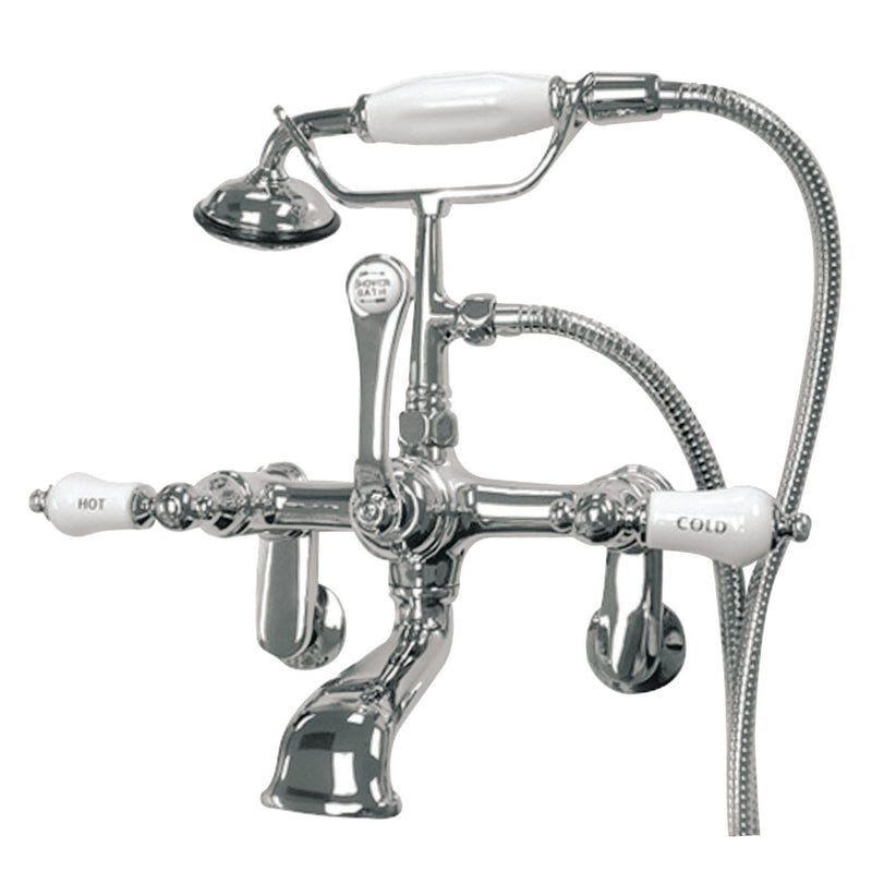 Vintage Three-Handle 2-Hole Tub Wall Mount Clawfoot Tub Faucet with Hand Shower