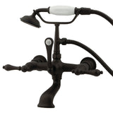 Vintage Three-Handle 2-Hole Tub Wall Mount Clawfoot Tub Faucet with Hand Shower