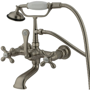 Vintage Three-Handle 2-Hole Tub Wall Mount Clawfoot Tub Faucet with Hand Shower