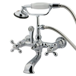 Vintage Three-Handle 2-Hole Tub Wall Mount Clawfoot Tub Faucet with Hand Shower