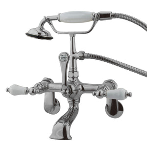 Vintage Three-Handle 2-Hole Tub Wall Mount Clawfoot Tub Faucet with Hand Shower