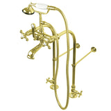 Vintage Three-Handle 2-Hole Freestanding Clawfoot Tub Faucet Package with Supply Line and Hand Shower
