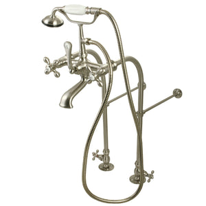 Vintage Three-Handle 2-Hole Freestanding Clawfoot Tub Faucet Package with Supply Line and Hand Shower