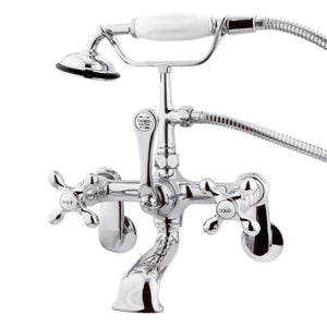 Vintage Three-Handle 2-Hole Tub Wall Mount Clawfoot Tub Faucet with Hand Shower