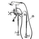 Vintage Three-Handle 2-Hole Freestanding Clawfoot Tub Faucet Package with Supply Line and Hand Shower