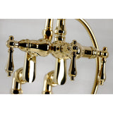 Vintage Three-Handle 2-Hole Deck-Mount Clawfoot Tub Faucet with Hand Shower