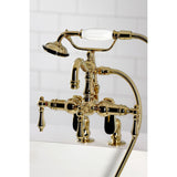 Vintage Three-Handle 2-Hole Deck-Mount Clawfoot Tub Faucet with Hand Shower