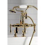 Vintage Three-Handle 2-Hole Deck-Mount Clawfoot Tub Faucet with Hand Shower