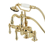 Vintage Three-Handle 2-Hole Deck-Mount Clawfoot Tub Faucet with Hand Shower