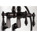 Vintage Three-Handle 2-Hole Deck-Mount Clawfoot Tub Faucet with Hand Shower
