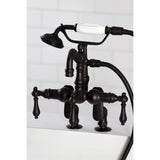 Vintage Three-Handle 2-Hole Deck-Mount Clawfoot Tub Faucet with Hand Shower