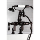 Vintage Three-Handle 2-Hole Deck-Mount Clawfoot Tub Faucet with Hand Shower