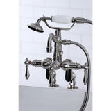 Vintage Three-Handle 2-Hole Deck-Mount Clawfoot Tub Faucet with Hand Shower
