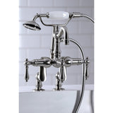 Vintage Three-Handle 2-Hole Deck-Mount Clawfoot Tub Faucet with Hand Shower