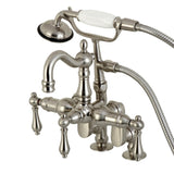 Vintage Three-Handle 2-Hole Deck-Mount Clawfoot Tub Faucet with Hand Shower