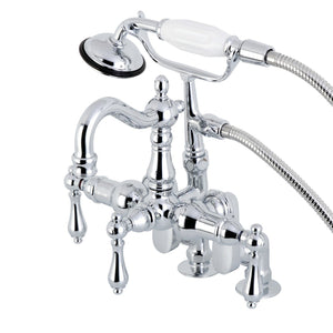 Vintage Three-Handle 2-Hole Deck-Mount Clawfoot Tub Faucet with Hand Shower
