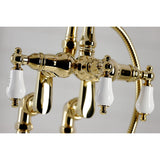 Vintage Three-Handle 2-Hole Deck Mount Clawfoot Tub Faucet with Hand Shower