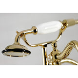 Vintage Three-Handle 2-Hole Deck Mount Clawfoot Tub Faucet with Hand Shower